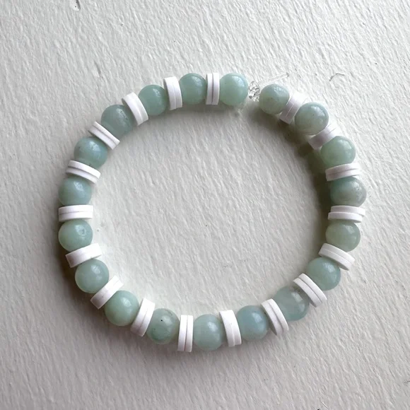 Clay bead bracelet pearl bead handmade stretch - Picture 3 of 4